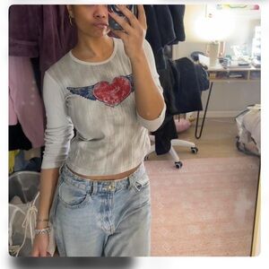 Heart and Wing Graphic Long Sleeve Top